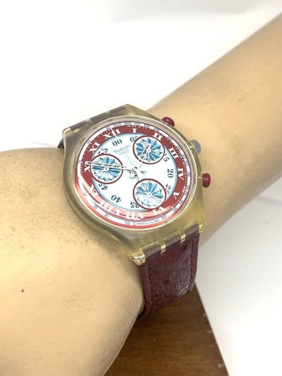 Swatch Unisex Watch SCK103 Windmill Swiss Quartz Vintage 1992 Leather Band 37mm main image 8